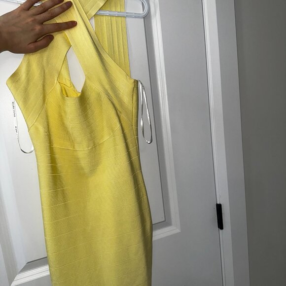 Marciano Yellow Bandage Cross-Neck Midi Dress – Size S - Picture 4 of 6